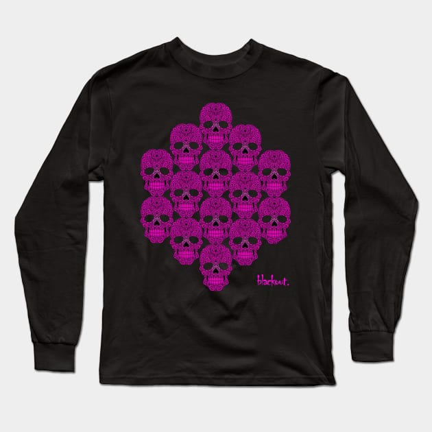Skulls Purple Sugar by Blackout Design Long Sleeve T-Shirt by Blackout Design